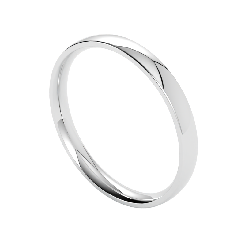 złota obrączka ślubna półokrągła 585 z białego złota